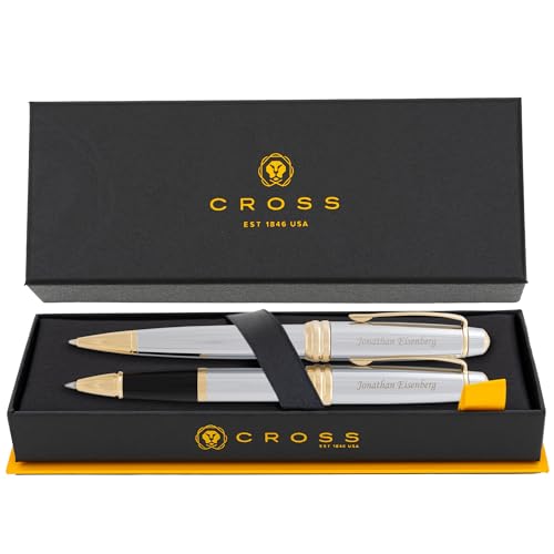 Cross Pen Set | Personalized Cross Bailey Medalist Capped Rollerball & Twist Ballpoint Pen Set. Custom Executive Business Gift or Graduation Present.