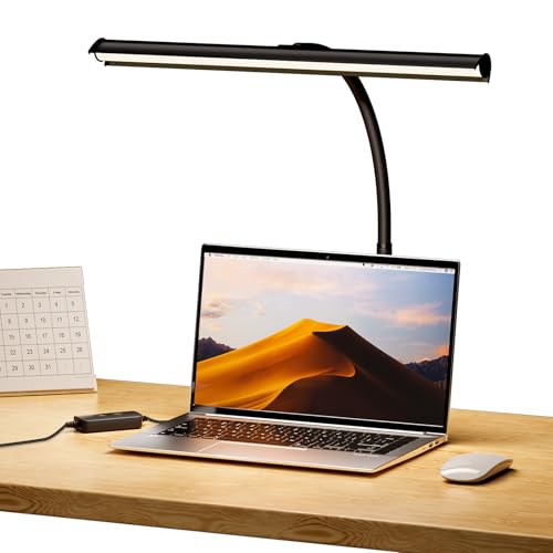 Jplednas デスクライト LED 「12W・800LM・3色温度・5段階調光」 卓上ライトクランプ式「高輝度＆目に優しい・360°自由アーム・省スペース設計搭載」幅広 電気スタンド desk lamp 読書/勉強/仕事（T型 ・ブラック）