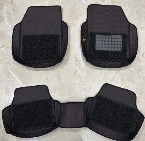 Image of SuperTech 7D Universal Fit Car Foot Mat for Kia Seltos 2019-2022 | Luxury 7D Floor Mats | Waterproof, Dustproof, Anti-Slip, Full Coverage |Black Red