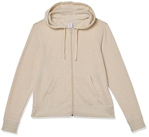 Amazon Essentials Full-zip Hoodie, Sweat-Shirt Femme, Beige (oatmeal heather), Large
