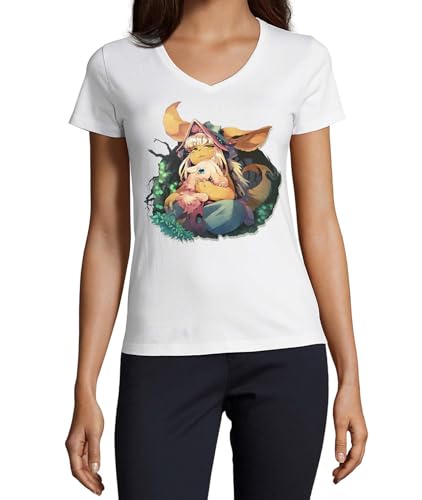 T-shirt col en V Anime 112 haut de gamme en pur coton doux pour femme