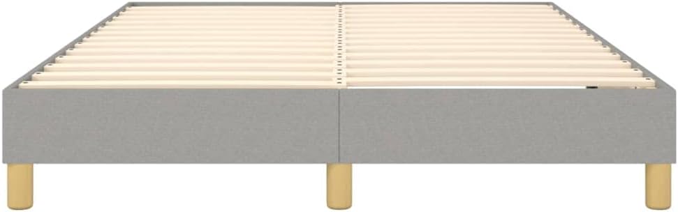 Bed Frame Light Grey 100% Polyester Fabric Platform with Plywood Slatted Foundation, Durable Engineered Wood, Easy Assembly, Sturdy Mattress Support for Modern Bedroom