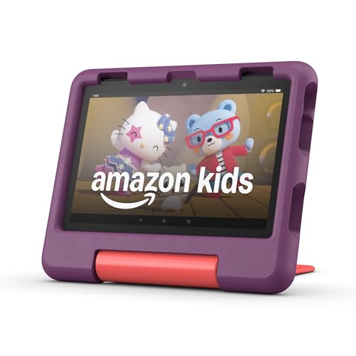 Amazon Fire HD 8 Kids tablet (newest model), ages 3-7. With bright 8' HD screen. Includes ad-free and exclusive content, parental controls and 13-hr battery, 32GB, Grape