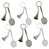 VICASKY 6pcs Badminton Keychain Metal Ball Pendant Charm Key Holder for Players