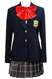 Nsoking Womens Suit School Uniform Sailor Dress Bow Uniform Dress Outfit Custom (Medium, A Set)