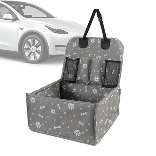 Asiento de coche para perro para asiento trasero, asiento de coche para perros pequeños con bolsillos, correa ajustable, asiento de coche mediano para gatos, tela Oxford impermeable