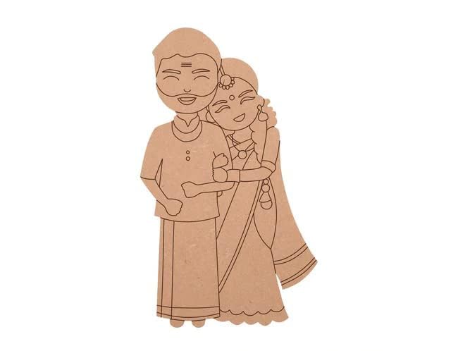 GG Decor South Indian Couple Premarked Wooden MDF Shapes Cutout for Crafts Work Home Room Decor Artistic DIY Work Art and Craft (20 Inch)-image-14