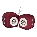 Soft, High Quality Plush Team Color Dice with Embroidered Team Patch Pair connected by 9in. String for hanging Officially Licensed Each dice is a 3in. Cube