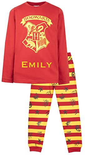 Harry Potter - Pyjama Personnalisé pour Enfants – Ensemble à Manches Longues et Pantalon Long – 100% Coton – Produit Officiel avec Nom Personnalisé