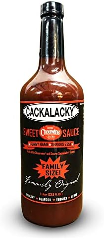 Cackalacky® Cheerwine® Sweet Sauce, 1 Liter Bottle, Sweet Tomato Based, Gourmet Dipping, Grilling and Marinade Barbecue Sauce Makes Great Ribs, Pork, Chicken, Wings and more - Made with Natural Herbs and Spices