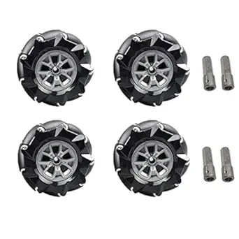 97mm Mecanum Wheel + 6mm Motor Coupling Motor Connector Kit, 5KG Load Omni Wheel for 2WD/ 4WD Smart Robot Car Chassis DIY for AGV Drift