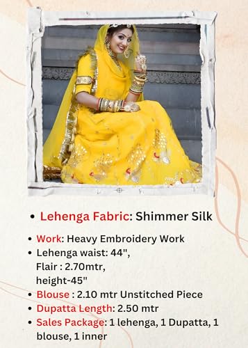 Image of Fancy Heavy Embroidery Work Shimmer Silk Semi-stitched Rajasthani Poshak Rajputi Lehenga Choli For Women