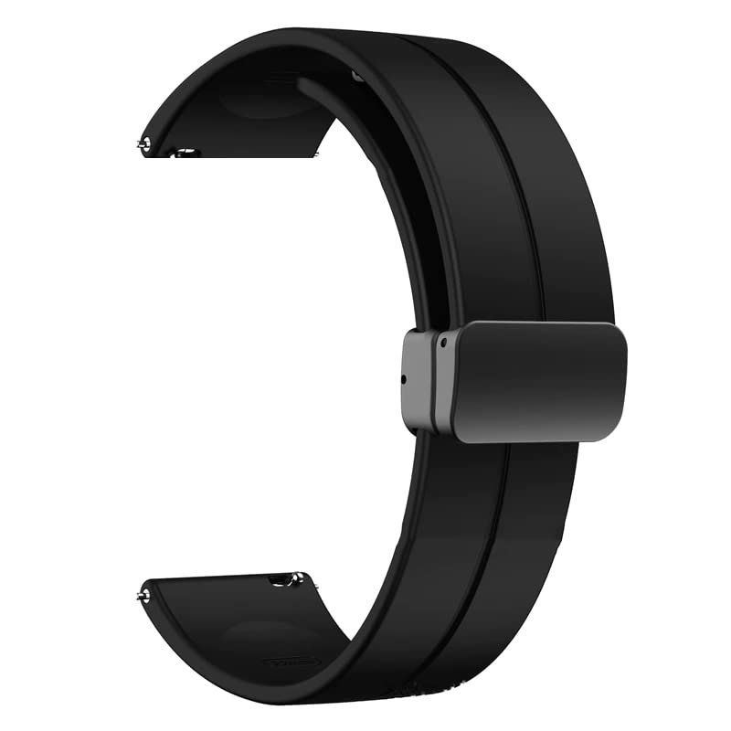 T TECLUSIVE Premium Silicone Strap Band with Magnetic Lock 22mm Compatible for Galaxy Watch 3 45mm / Watch 46mm | S3 Frontier | Amazfit Stratos GTR | Fossil Gen 5 6 | Adjustable Silicon Band (Black) (B0BY5BRLVZ) Amazon Price History, Amazon Price Tracker
