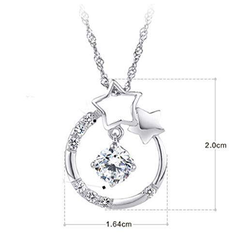 Necklaces Jewelry, Fashion Elegant Retro Silver Plated Round Cubic Zirconia Pendant Hollo Necklace Chain Necklace Gift (Silver) #TOP4
