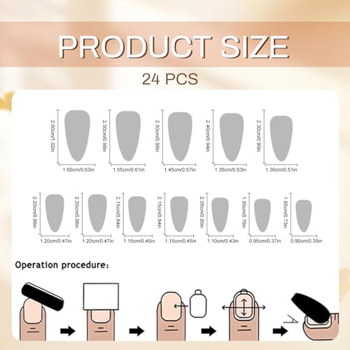 GlamRays 24 Piece Almond Shaped Flowers Pearl 3D Waves Nail Art Set Full Wrap Nail Nails Suitable for Women and Girls - Image 2