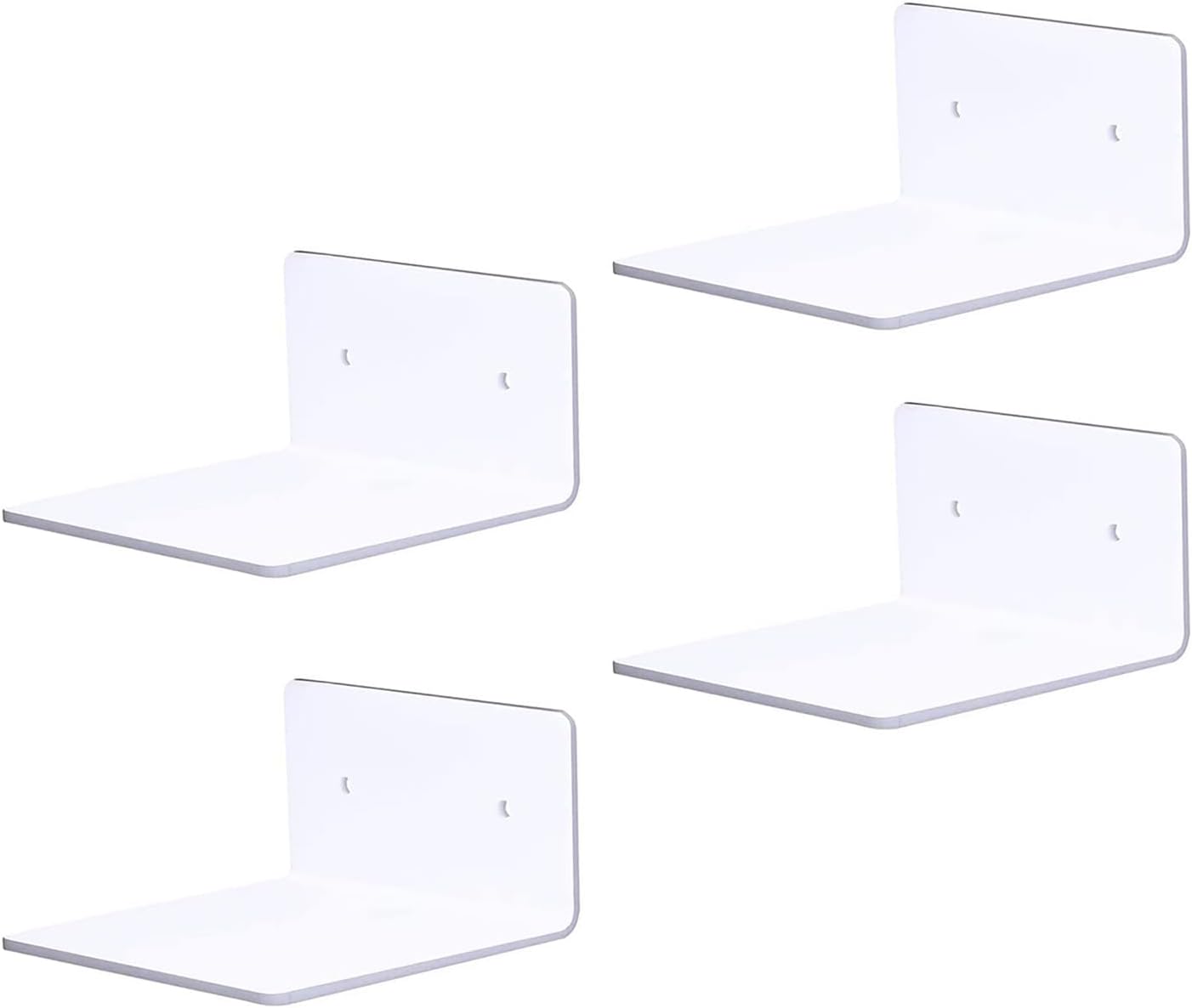 Acrylic Plant Floating Shelf Wall Plants Float Shelve Camera Shelf Display Ledges Shallow Walls Shelves Display Shelf for Collectibles Plexiglass Doll Shelf Window Plant Trinket (White 4 Pcs)