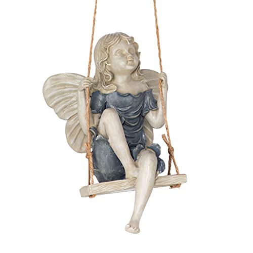 Design Toscano Eu42046 Summertime Fairy On A Swing Hanging Statue, 11 Inch, Polyresin, Two Tone Stone #TOP7