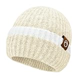 Rosoz Beanie Hats for Women Beanie Hats Warm Knit Thick Fleece Lined Skull Cap Gifts for Women (Only Hat - Beige)