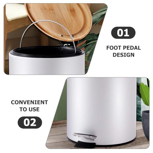 Caneca de Basura Abaodam 5l con Pedal Silencioso y Tapa Blanca miniatura 3