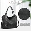 VINBAGGE Damen Handtasche Scrub PU Henkeltasche Top Griff Tasche Vintage Weiches Umhängetasche Schultertasche für Frauen - Schwarz #5