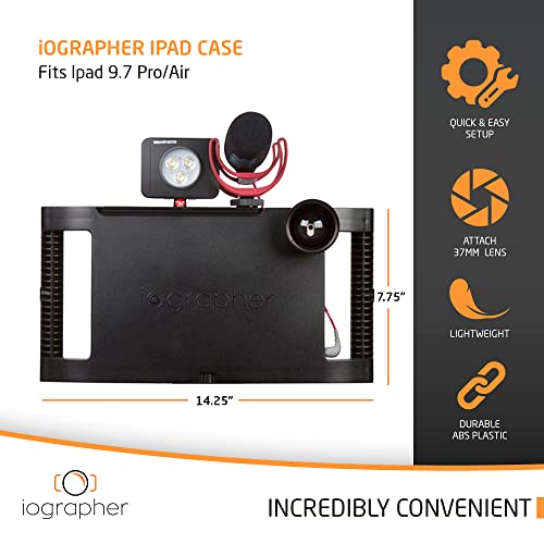 Iographer Filmmaking Case For Ipad 9.7 - Ipad Case With Handles, Fits Ipad Air 1 & 2, 9.7 Pro, 5Th & 6Th Gen - Ipad Cover For Videos & Photography With 3 Cold Shoes, Add 37Mm Lens, Mount On A Tripod #TOP1