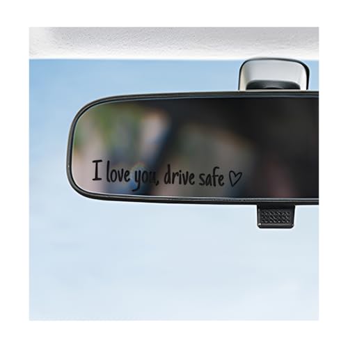 Image of Wevdn 6 PCS I Love You Drive Safe Sticker, Funny Waterproof Car Rearview Mirror Decal with Heart, Self Affirmations Sticker with Drive Safe Letters for Car Window Bumper Women Gift (Black)