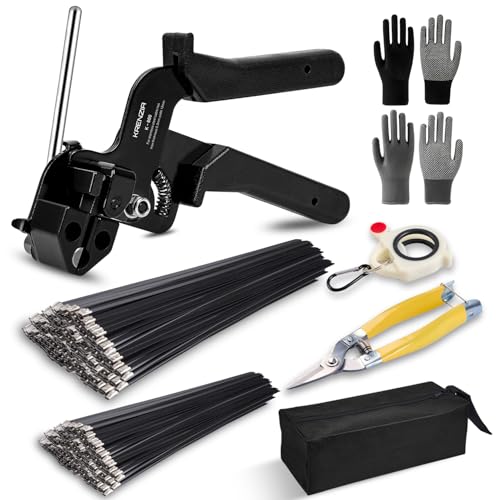 Stainless Steel Cable Tie Gun KitWith 300pcs Uv Resistant Black Metal Zip Ties Heavy Duty Outdoor (150 Each of 8 12 Inch) Adjustable Fastening Cutting Tie Tool Setsfor Chainlink FenceExhaust Wrap