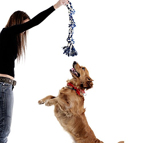 Yoursweetpet Chew Toy For Large, Medium Dogs, 3-Knotted Dog Rope With Handle, 100% Cotton, Play Tug Of War, Aggressive Chewers, Nearly Indestructible, Dental Chew, Indoor And Outdoor Pet Toy #TOP2
