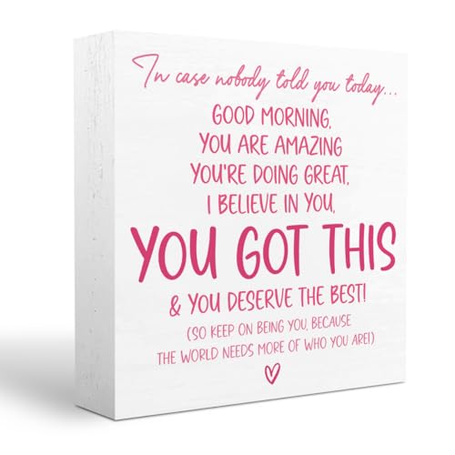 Pink Office Decor, Inspirational Awareness Positive Affirmation Sign Wooden Box