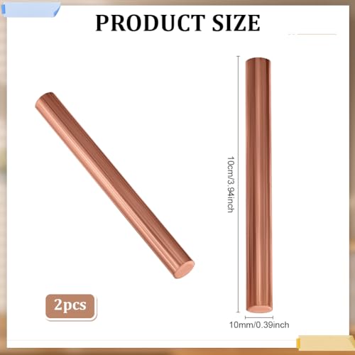 PH PandaHall 2 Stück 99.98% Reines Kupfer Rundstäbe 10mm Massives Kupferstab Stäbchen Rohes unvergoldetes Handwerksstäbe für Schweißhandwerke Hobbys Skulptur Kunstprojekte Zubehör 10cm Länge