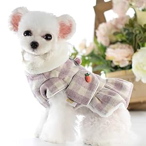 Hamobula Plaid Checked Valentines Day Dog Dress for Small Dog Warm Dog Clothes for Winter Dog Costume Cute Dog Outfit for Holiday Doggy Apparel with Fruit Pattern