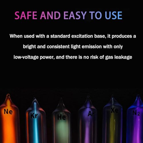 CHANGLKJ Noble Gas Sealed Tubes Set, Rare Gas Tubes, 6pcs(he/ne/ar/kr/xe/n₂), 99.99%‑Pure Sealed Gas and Sturdy Borosilicate Glass Tube, for Physics Display, Teaching, Home Decoration, Party - Image 2