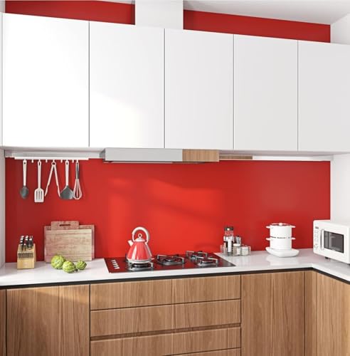 Image of ONETON Peel and Stick Red Matte Contact Paper Waterpoof Self Adhesive Decorative Wallpaper for Wall Kitchen Wallpaper for Bedroom (RED MATT WP, 24x200 inch)