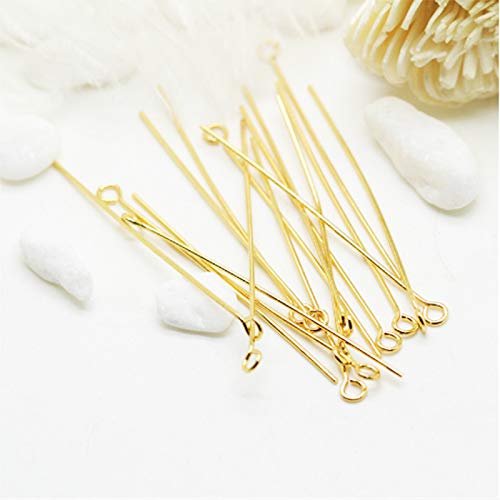 Image of Tia Crafts Eye Pins for Jewellery Making, Earrings & DIY Crafts | Golden Metal Eye Pins with Loop for Beads & Charms | Pack of 300 (Golden)
