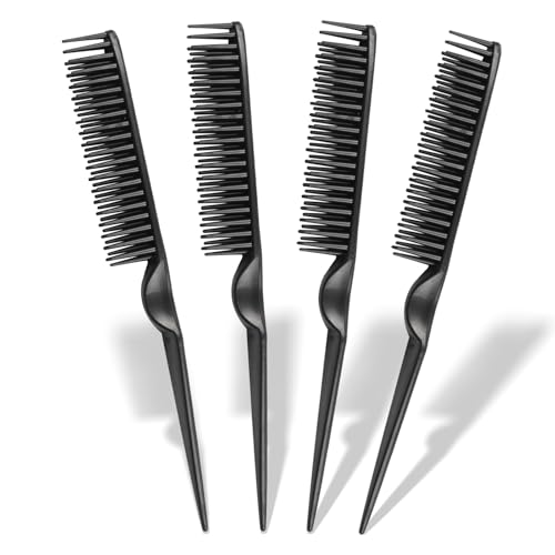 3-Row Rat Tail Styling Comb Set (4PCS) – Flexible Comb for Detangling, Defining Curls, and Sectioning Hair