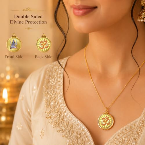 Image of DIVINITI 24K Gold Plated Double-Sided Religious Pendant with Premium Gift Box, Spiritual Locket for Men & Women, Devotional Jewellery for Gifting & Everyday Wear