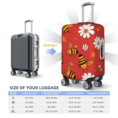 Red Bee Daisy Luggage Cover Washable Elastic Suitcase Cover Anti-Scratch Travel Luggage Protector Covers for Kids Adult M fits 22-24 inch Suitcase4