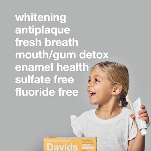Image of Davids Hydroxi Fluoride Free Nano Hydroxyapatite Toothpaste for Enamel Health & Whitening, Antiplaque, SLS Free, Kid Friendly Orange Vanilla Flavor, 4 oz, Made in USA