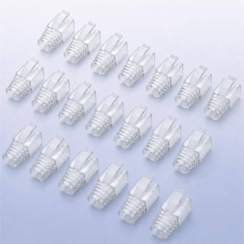 20-Pack Cat6 Cat7 Cat8 RJ45 Strain Relief Boots Transparent