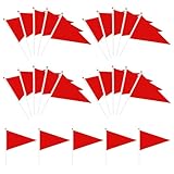 25 Pack Red Pennant Flags, Mini Handheld Pennant Flags, Solid Red Blank Pennants on Sticks for School Sports Club Bithday Party Events Celebration Gardens Decorations