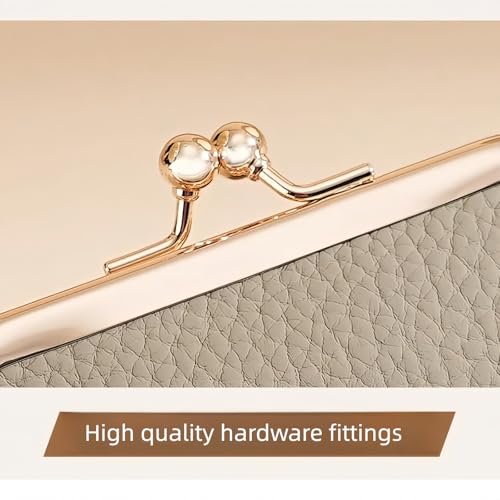 Genuine Leather Card Wallets for Women - 2-in-1 Removable Women's Wallet, Portable Wrist Strap Design Card Holder Wallet Paired with a Classic Kiss-Button Coin Pouch4