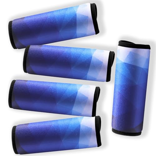 Gowraps 5 Pack Neoprene Luggage Handle Wraps for Suitcase Travel Luggage Tags/Identifiers/Marker/Grips (2.0 Version) (Blue)