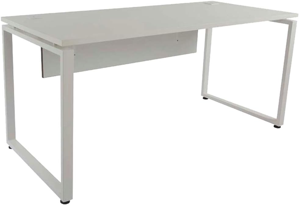 Mahmayi Projekt 1600T Modern Office Desk - Stylish Square Metal Legs for Office Executives, Home Use, and Office Workstations - Versatile Office Furniture for Productivity (White)