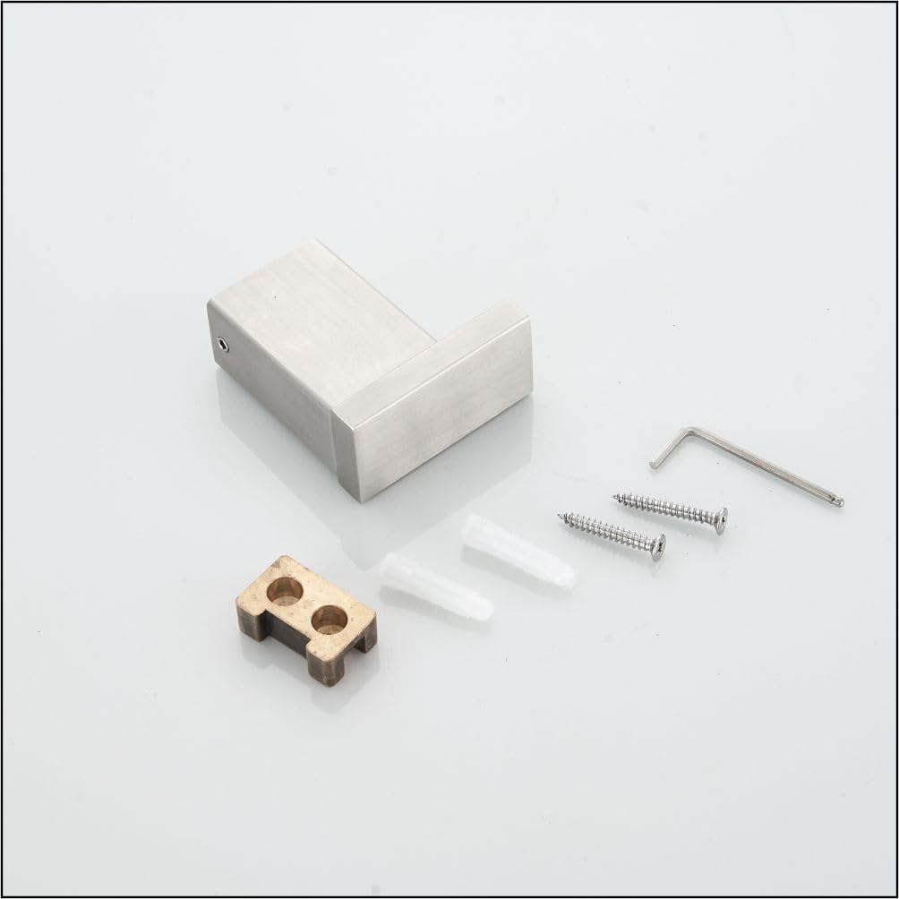 Kit de accesorios de baño - 4 piezas en acero circulante 304 - Diseño moderno con fijación invisible - Acero cepillado - 6