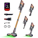 Cordless Vacuum Cleaner for Home, Upgraded 60Kpa Powerful Suction Pet Hair Vacuum with 70min Runtime, Green LED Light for Hardwood Floors & Carpet, Self-Standing Rechargeable Stick Vacuum