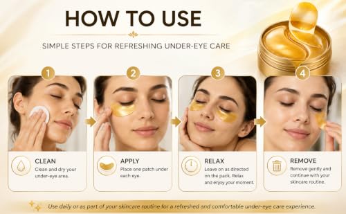 Image of 24K Gold Under Eye Mask Patches, 60 Patches (30 Pairs)