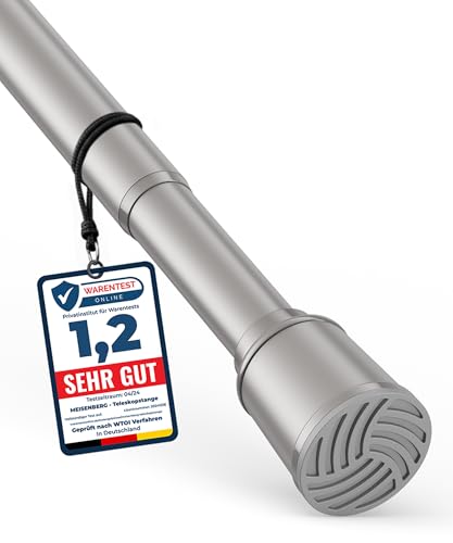 MEISENBERG Barre Douche Extensible, 170-220 cm, Gris, Ø 32 mm, Tringle a Rideaux Sans Percage pour Fenêtre, Salle de Bain, Terrasse et Cloison