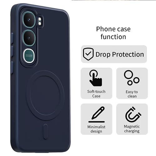 Image of amazon basics Back Cover for Vivo Y31 5G Soft Matte Silicone Mag-Safe Design (Mag-Safe Not Support) Camera Protection | Slim Fit Bumper Cover (Blue)