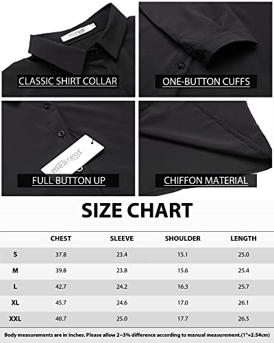 Zeagoo Womens Black Button Down Shirts Boyfriend Long Sleeve Collar Dress Shirt Soft Office Blouses Tops #TOP5