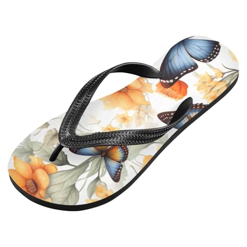 Mens Flip Flops Butterfly FlowerSandal Flip Flops for Women Summer Beach Slipper 214B2795